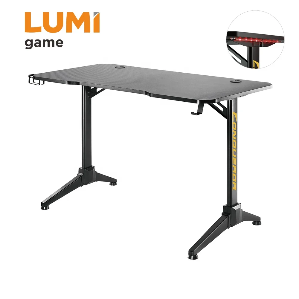 GMD03-1 Conqueror Gaming Desk With RGB Lighting Hotsell Computer Gaming Table Wholesale Modern PC Desk