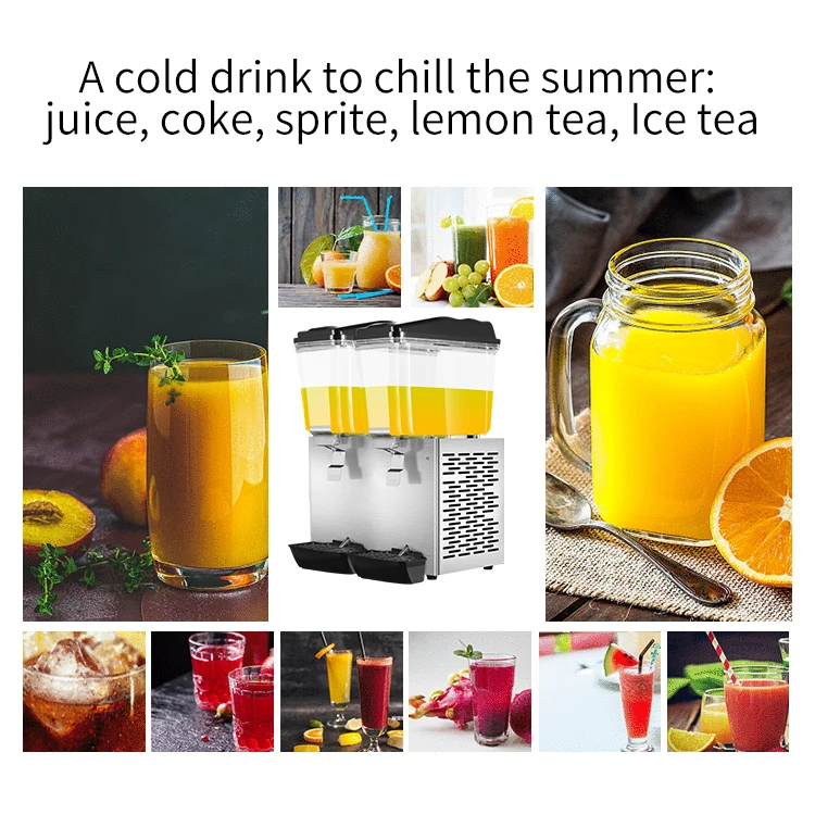 MK-JD216B Commercial Cool Blending 32L Double Bowls Drink beverage CE Approved Stainless Steel juice Dispenser