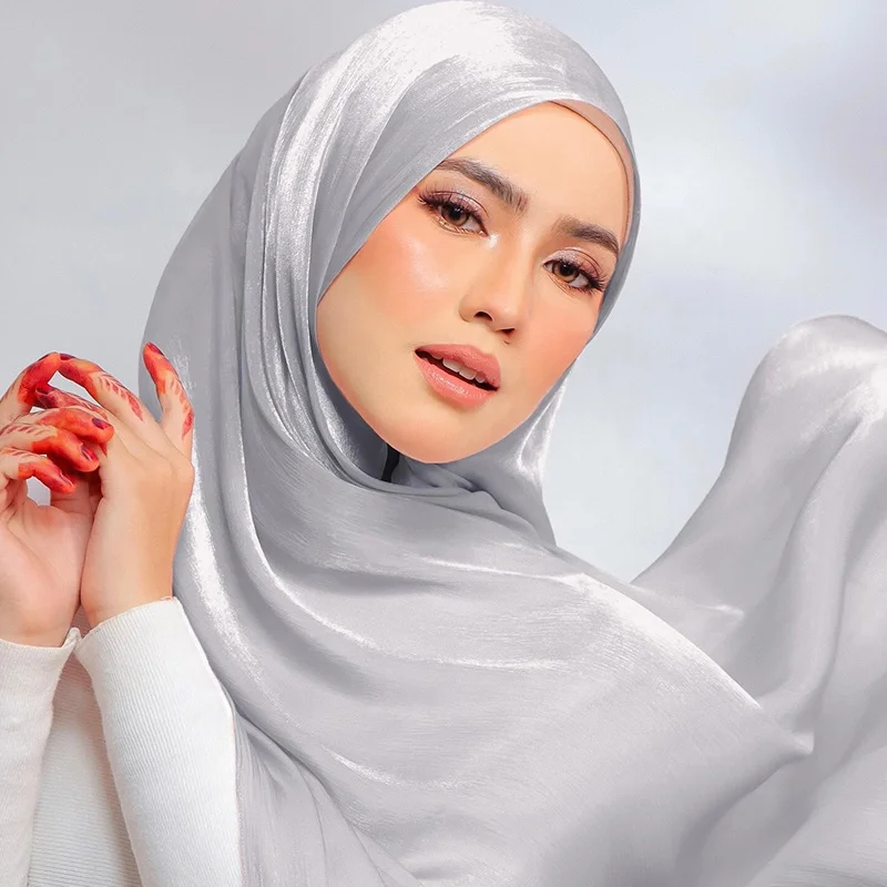 FRC Organza Adele Glimmer Shawl Breathable Light Weight giselle shawl polyester satin stripe tudung scarf  glitter crepe hijab