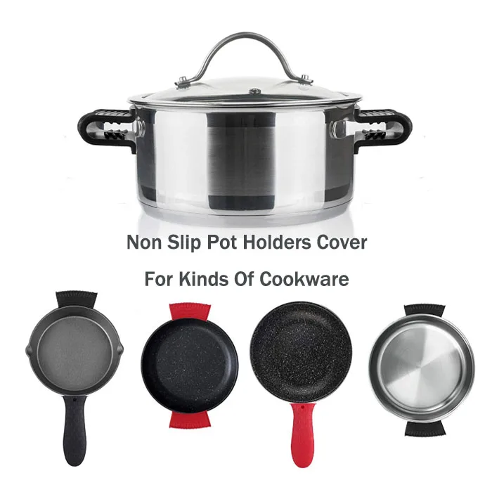 Non Slip heat resistant rubber cookware sleeve handle silicone pot hot pan handles cover holder for cast iron