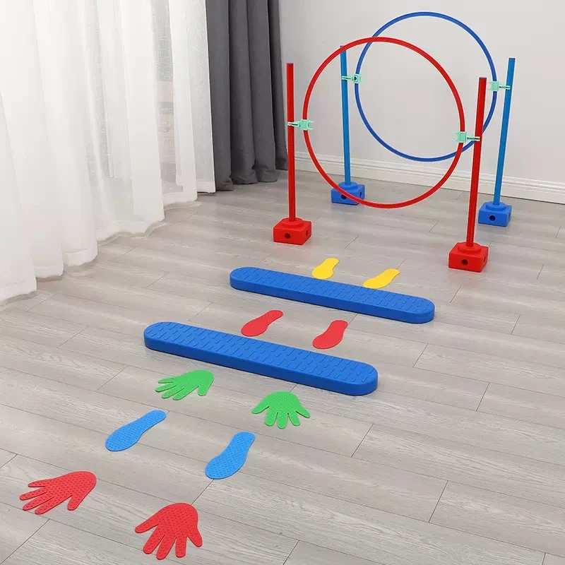 Nursery Kids Obstacle Course Training Balance & Coordination Jumping Play Combo Durable Plastic Agility Hoops Sensory Equipments