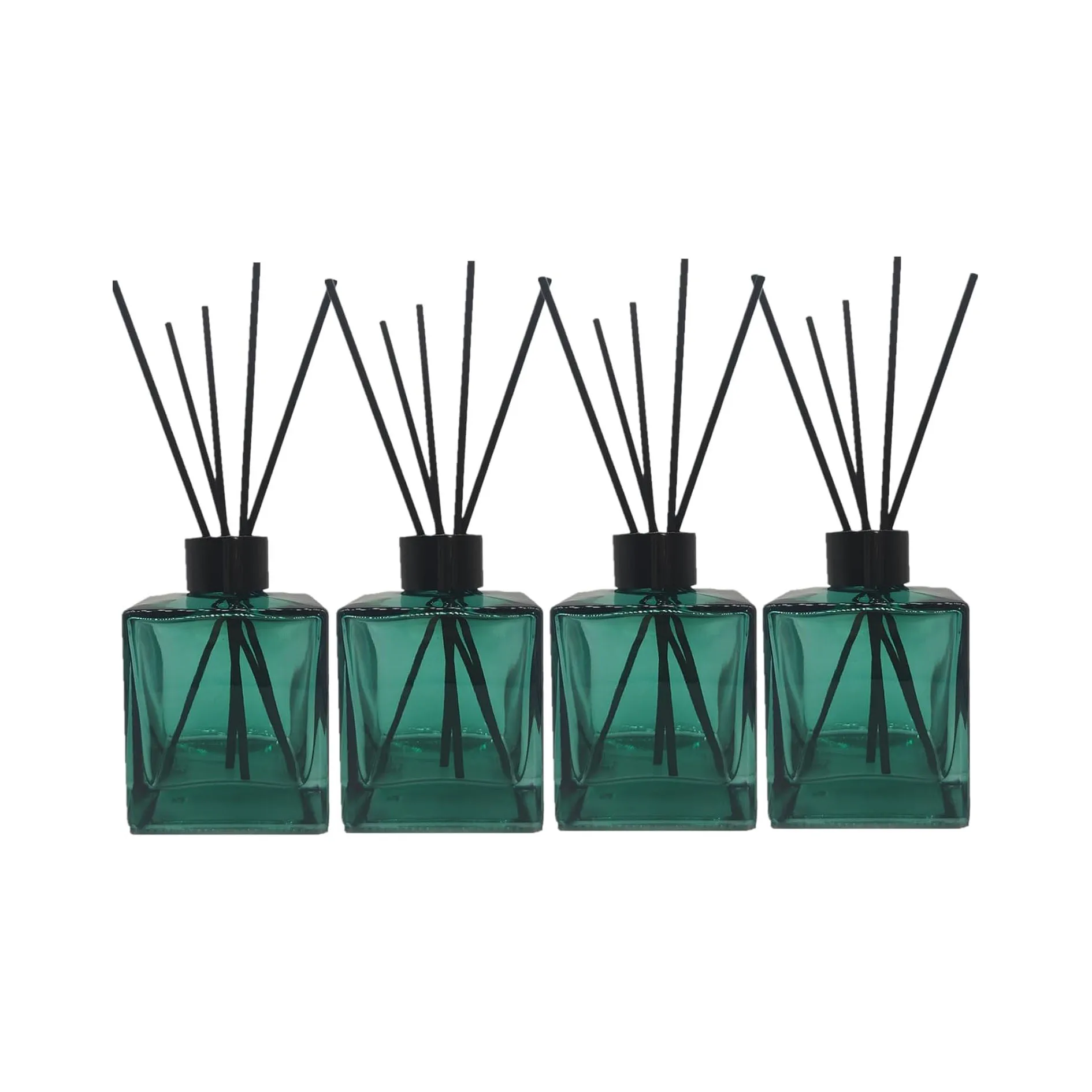 Essential Oils Reed Sticks Home Fragrance 1.7oz Empty Reed Diffuser Jar Square Glass Diffuser Bottles with Silver Caps