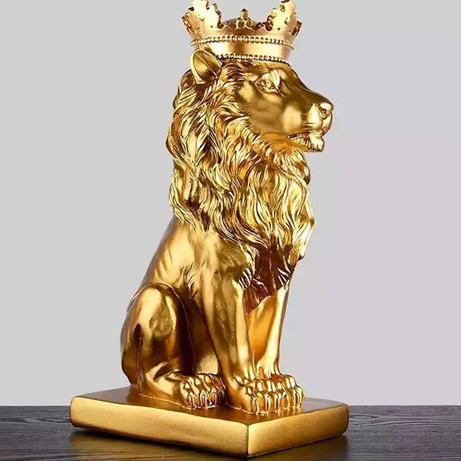 Пользовательский открытый Европейский подарок ручной работы для дома черный большой садовый декор из стекловолокна корона лев Животные Скульптура