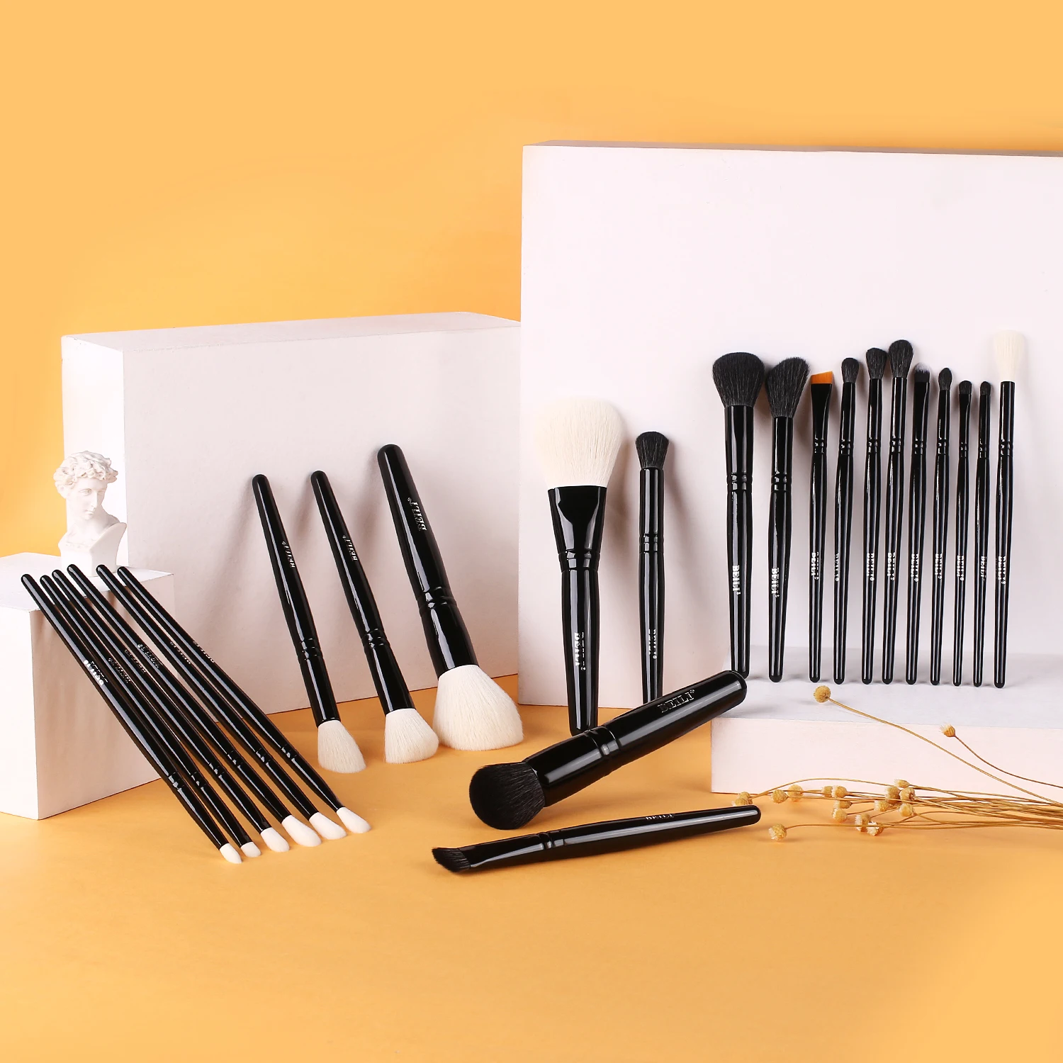 BEILI 24pcs custom logo professional high end all black high quality makeup brush cosmetic tools makeup set