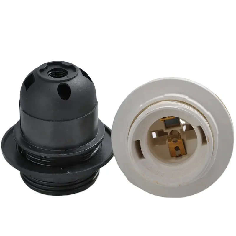 Hot selling PVC bulb socket Retro black & white E27 adapter screw screw locking device