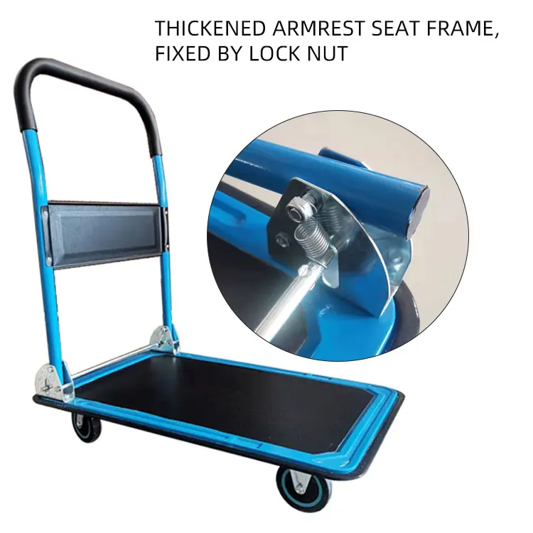 150kg iron flatbed trolley body lightweight armrest folds