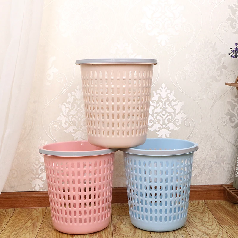 Круглая пластиковая корзина для бумаг полая пластиковая корзина для мусора использования