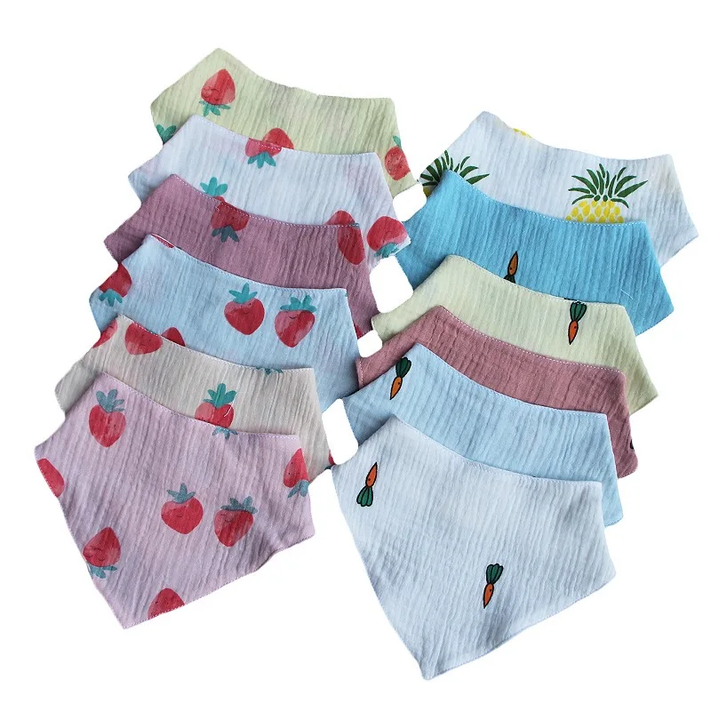 Muslin Cotton Washed Gauze Triangle Scarf baby bibs spit towel