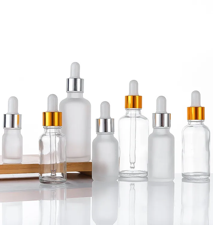 Transparent clear glass dropper serum bottles 5ml 10ml 15ml 20ml 30ml with dropper lid Manufacturers