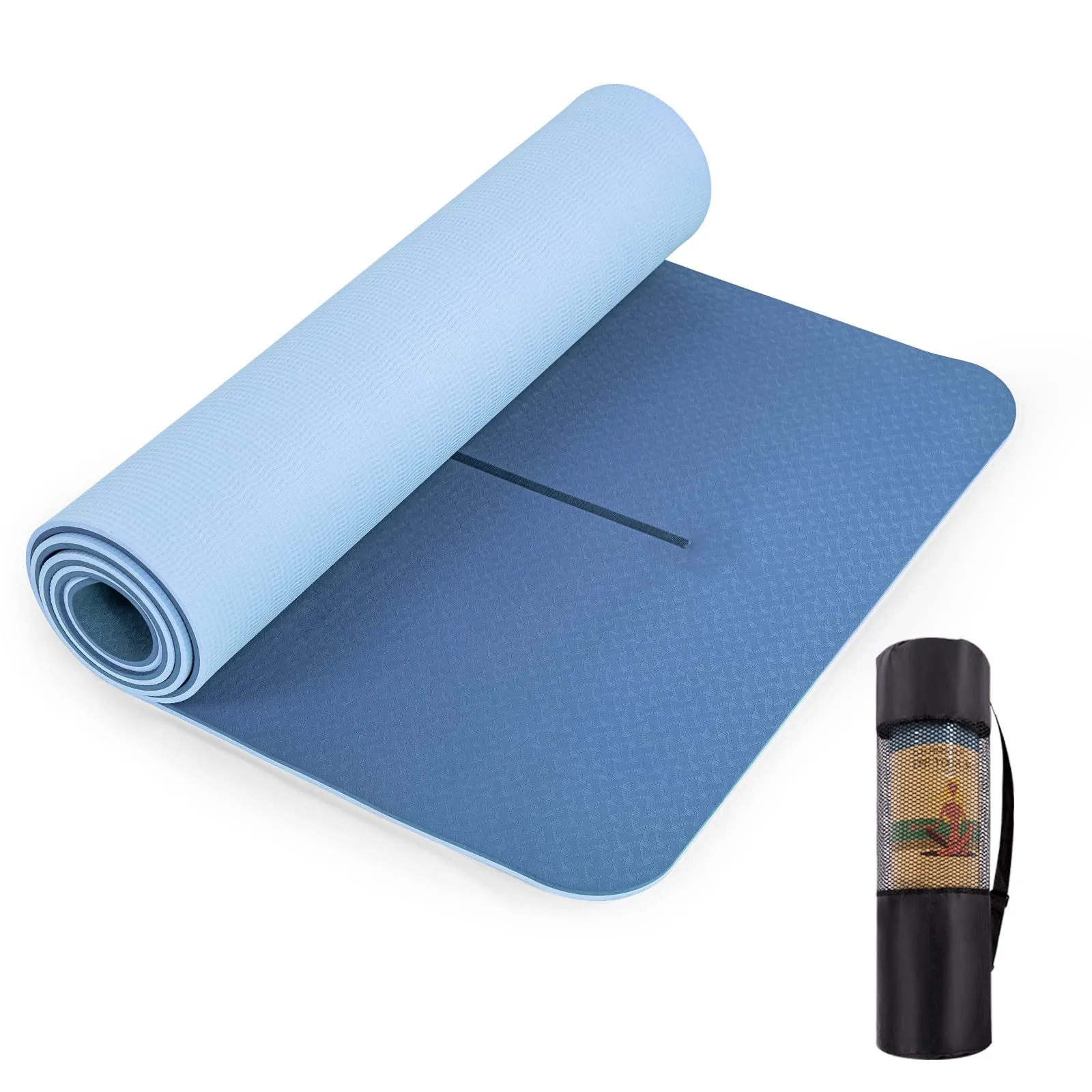 High Quality Eco-Friendly Large Size TPE Hot Yoga Mat Fitness Mat with Carrying Straps