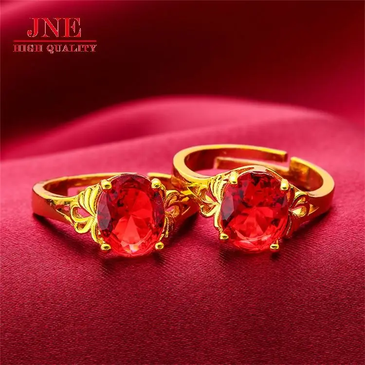 Fashion New Ring red zirconium brass gold-plated accessories  placer gold jewelry for girlfriend one piece dropshipping