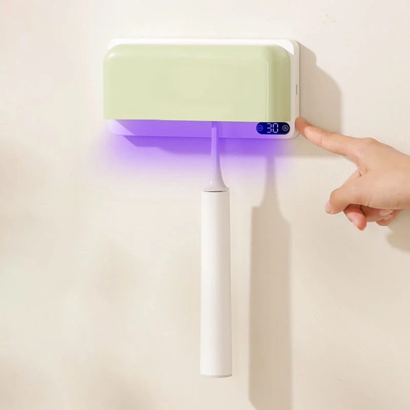 Newest bathroom wall mounted uvc heating drying sterilization uv toothbrush sterilizer holder