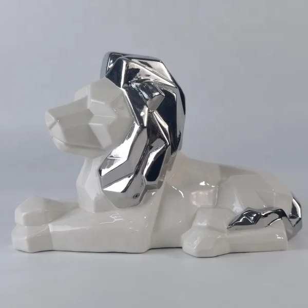 Hot Selling  Porcelain Lion Statue Tabletop Geometrical Lion Figurine Origami Lion Sculpture For Home Decoration