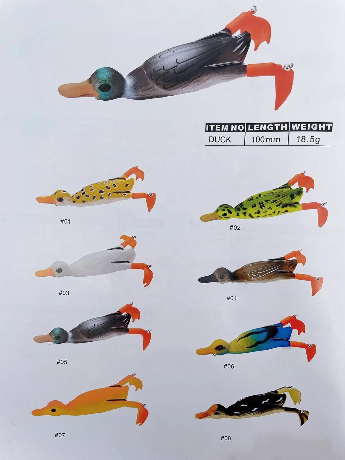 Duck Lure Soft Bait Silicone Fishing Lures Hooks Double Hooks Floating Swimming Lures 5pcs
