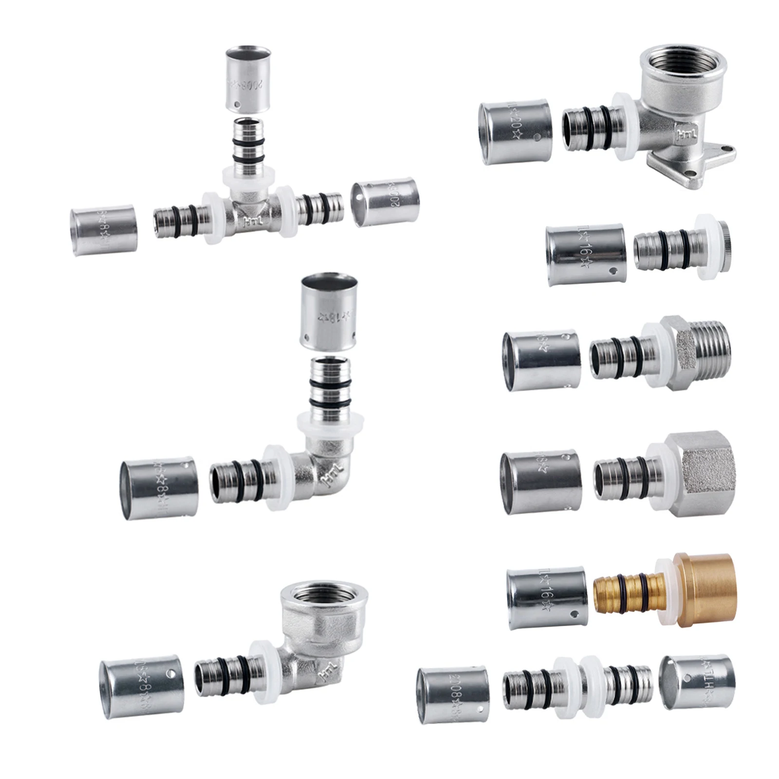 Premium brass tee press fitting for U-shaped multilayer pipes Professional factory customized specifications production