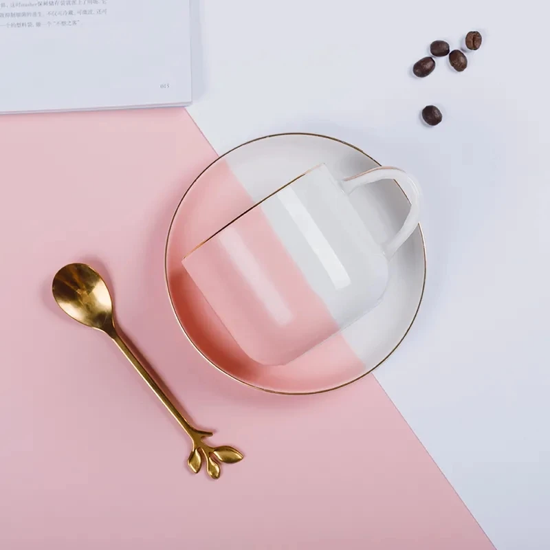 
European ceramic coffee cup and saucer creative design restaurant coffee cup set 