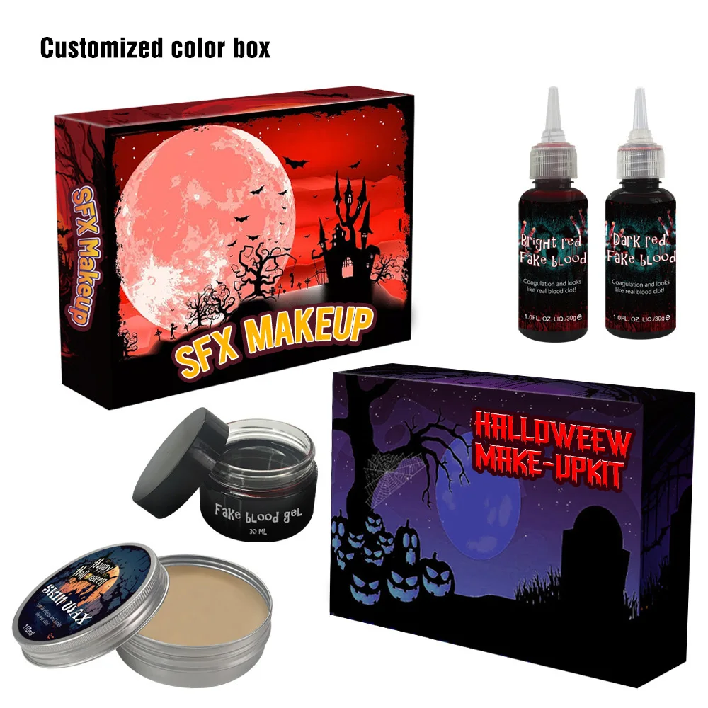 Halloween Skin Scar Wax Fake Blood Plasma Halloween Face Body Paint Cosplay Special Effects Makeup Set