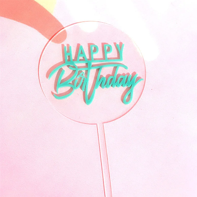Round transparent double layer happy birthday acrylic cake topper