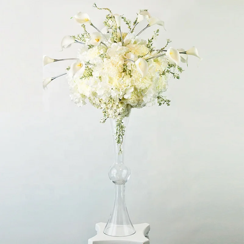 Hot sale Clear Reversible Latour Trumpet Glass Vase with Ball in center,30 Inch