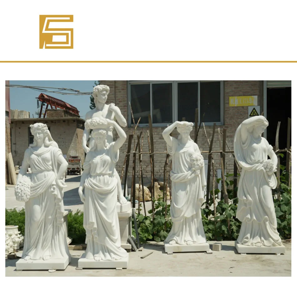 Beige Marble Figure Sculpture Natural Stone Garden Landscape Statue