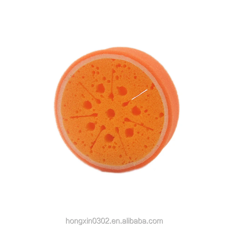 OEM Cartoon Cute Fruit Shape Printed Baby Bath Sponge Wholesale Bath Puff Sponge Shower