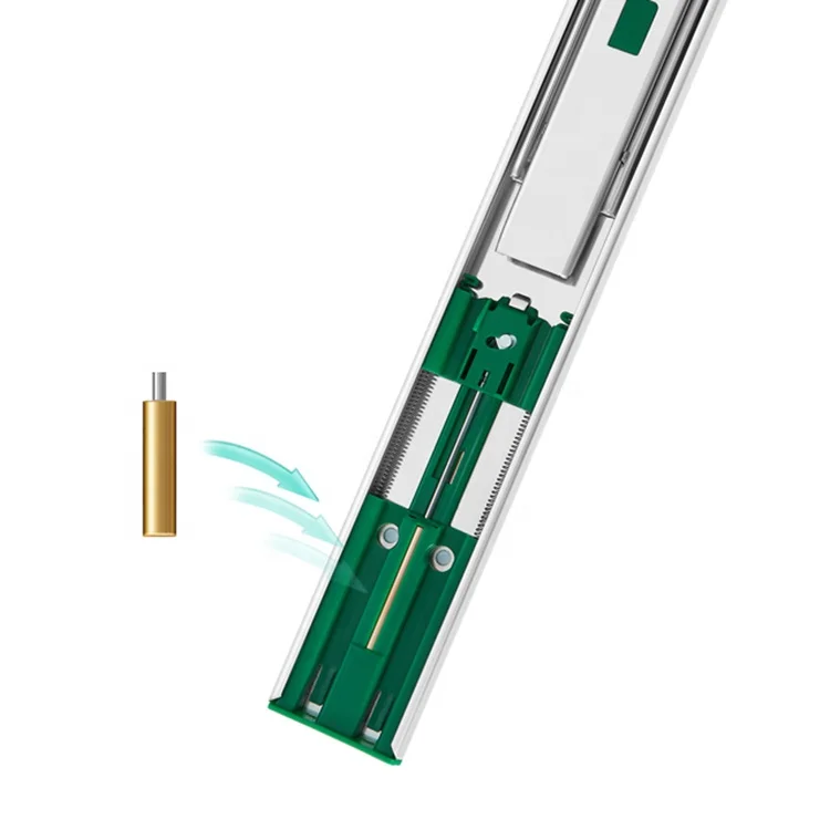 Ronghui Soft Telescopic Full Extension 3-fold Cold Rolled Steel Drawer Fittings Damping Ball Bearing Slide Rail
