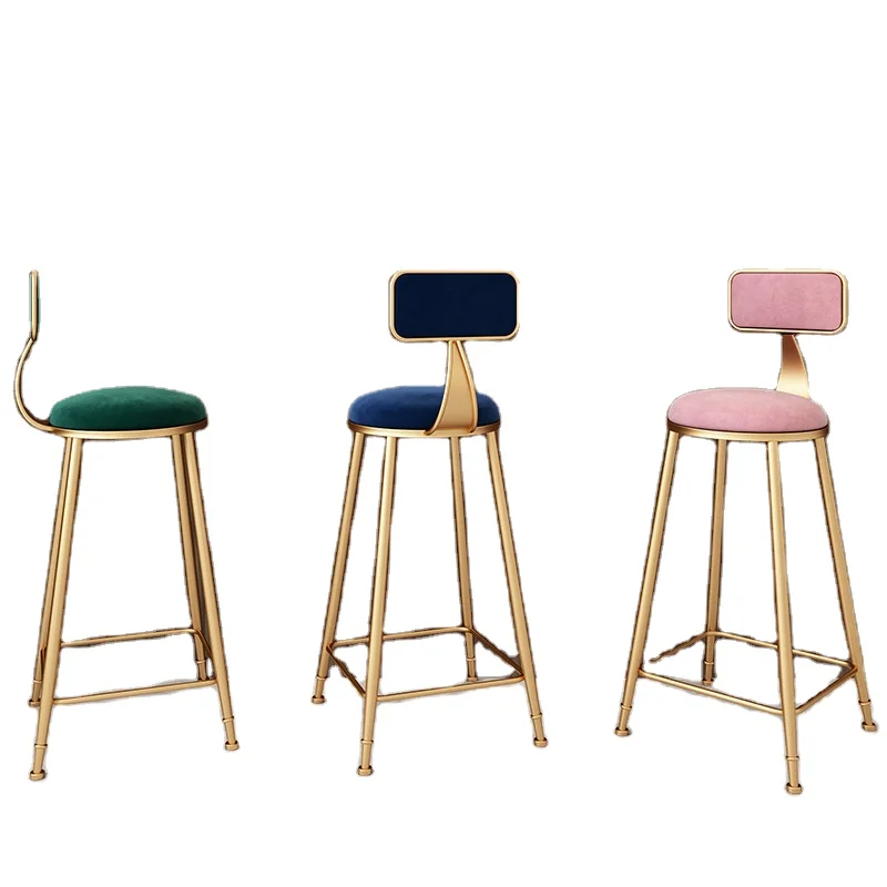 Bar Stools Modern Restaurant Nordic Kitchen Cheap Gold Luxury Furniture High Chair Counter Metal Velvet With