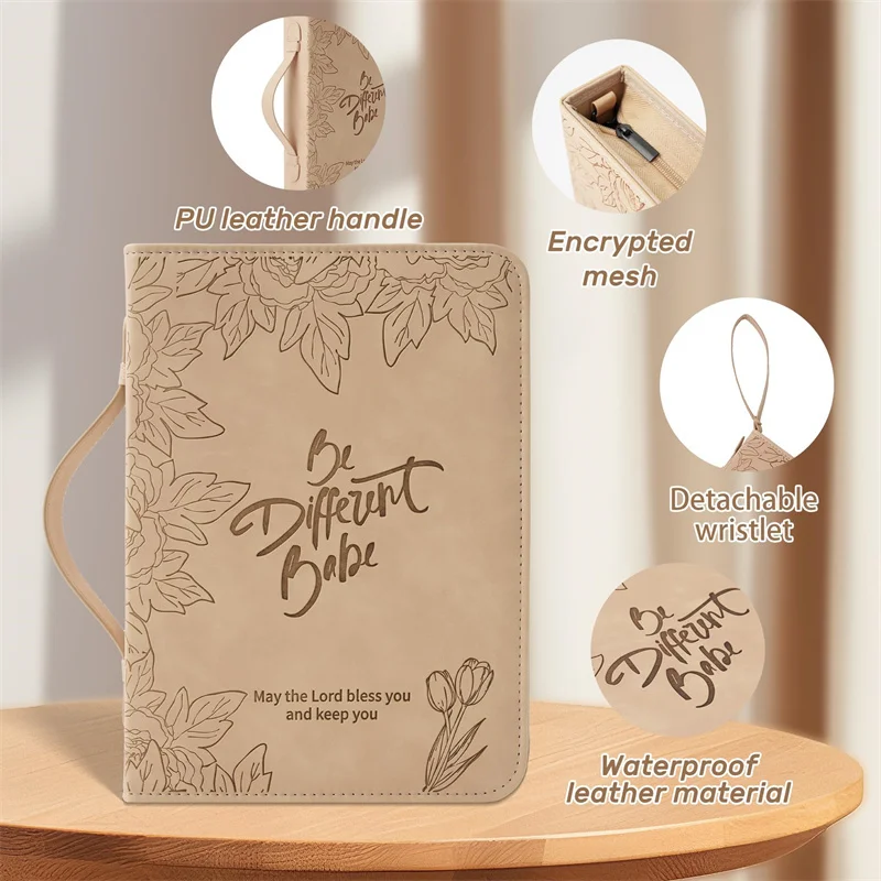 PU Leather Waterproof Large Bible Case Leather Carrying Book Case with Handle Bible book Cover for Women