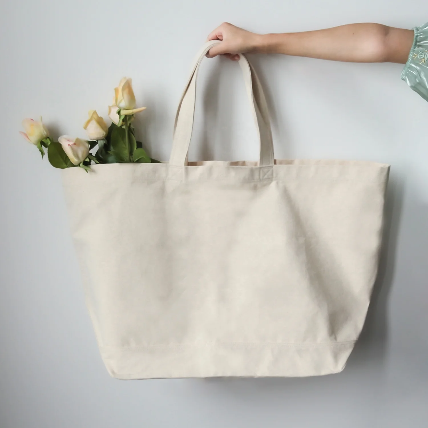 Custom Size Printed Logo Slogan High Quality 12oz Organic Recyclable Plain Cotton Shopping Tote Bags Canvas Tote Bag