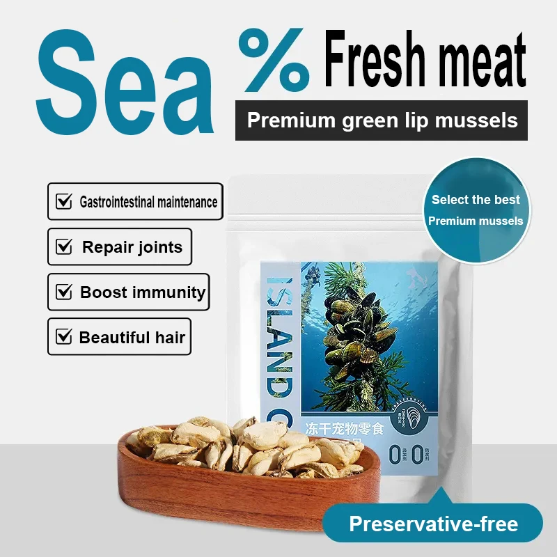 Freeze-dried mussels cat snacks Cat food bags wholesale whole box pet freeze-dried dog food mixed with nutritious seafood bulk