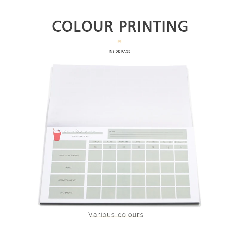 Printing Service Custom Cardboard Cover diary notebook weekly monthly planner calendar notepad