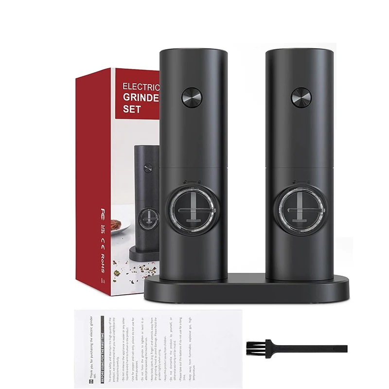 Plastic Non-Rechargeable 2pcs Gift Set Salt and Pepper Grinder 2 in 1