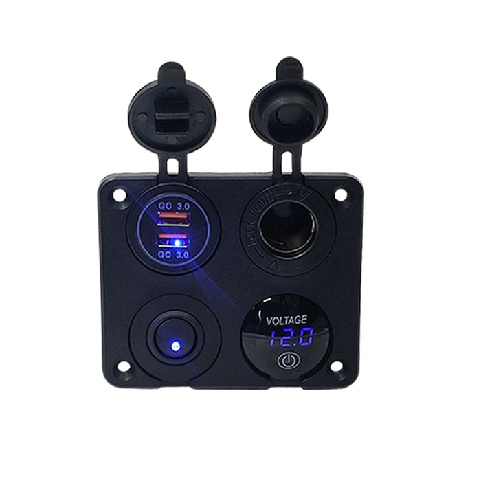 Dual USB Fast Car Charger with LED Digital Voltmeter Waterproof RV accessories motorhome