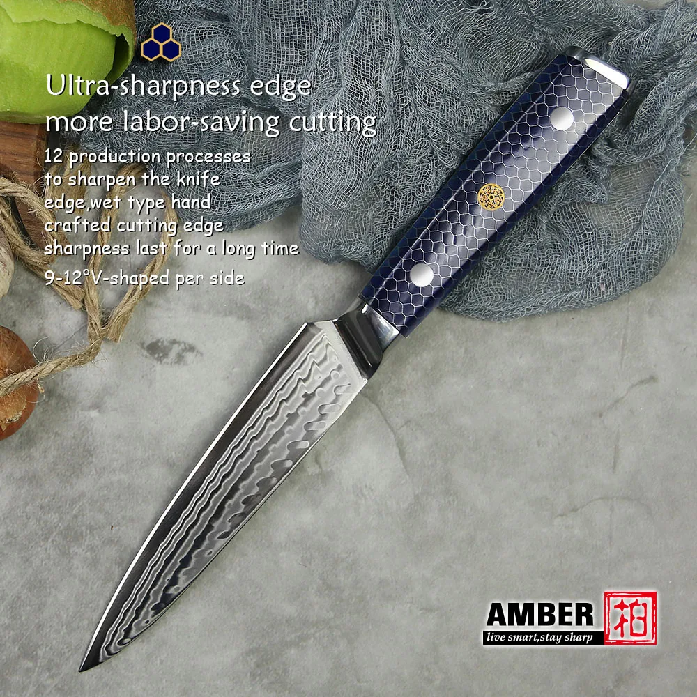 7 pcs Blue Honeycomb resin handle handmade knife damascus vg10 japan  kitchen knife set