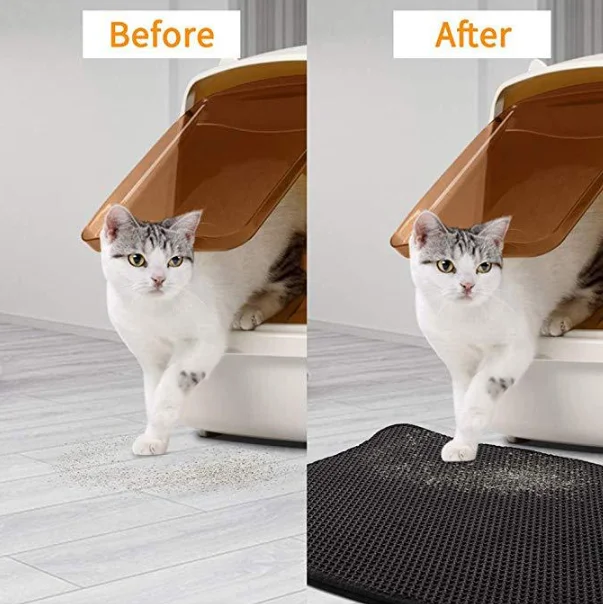 Custom Large Waterproof Washable Double Layer Microfiber Pet Cat Litter Catcher Pads Mat