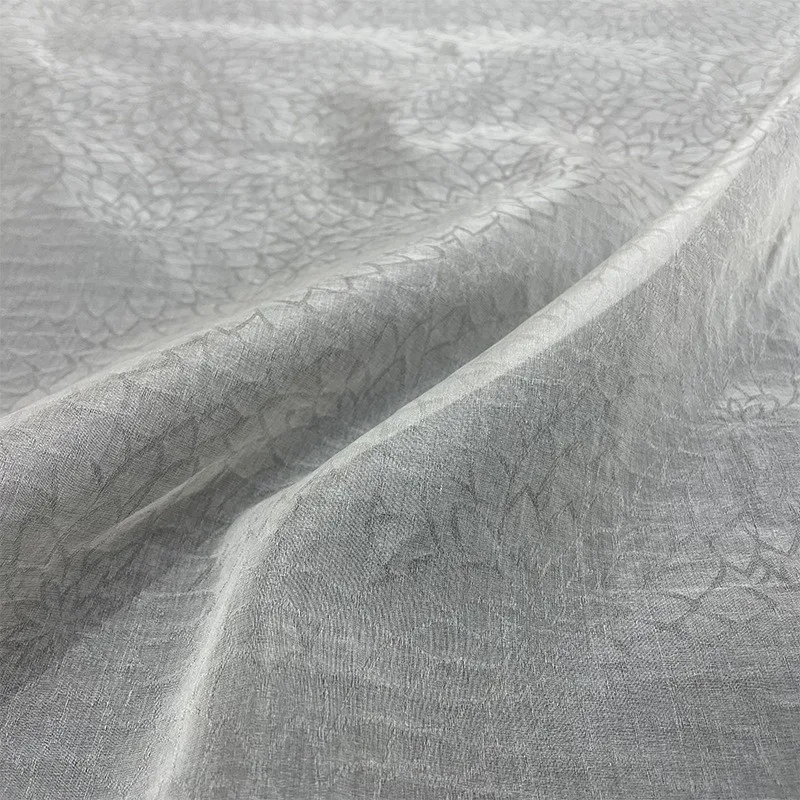 OEKO 8mm 114cm mulberry silk fabric pure white raw silk organza jacquard organza fabric for wedding dress