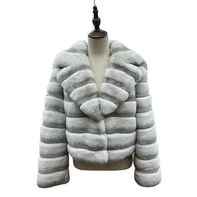 High Quality Rex Rabbit Fur Coat Thick Warm Winter Fur Jacket Women Rex Rabbit Real Chinchilla Fur Coat