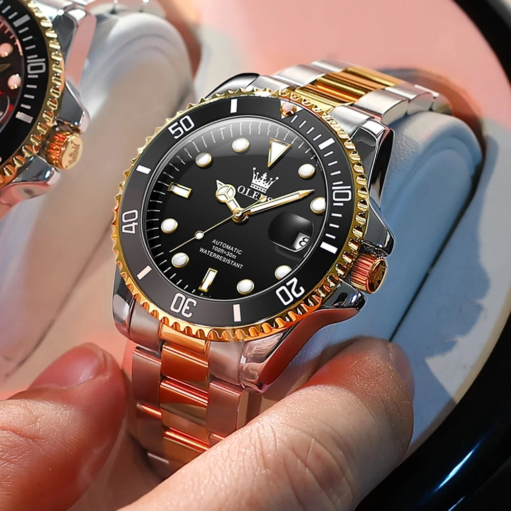 OLEVS 6650 2022 Top Brand Men Watch Automatic mechanical watch Stainless Dress Luxury fashion moon Wrist watch Gifts for Male