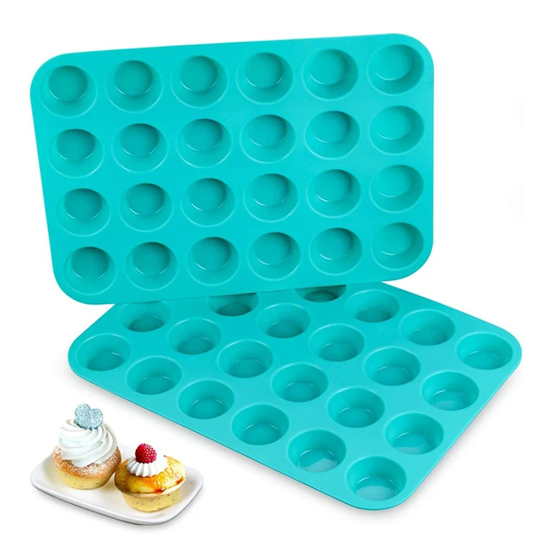 BPA Free 24 Cups Mini Cupcake Pans Regular Size Silicone Muffin Mold Food Grade Non Stick Silicone Baking Pan Cake Mold