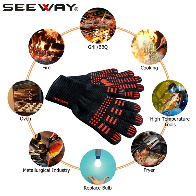 Seeway Flameproof Heat Resistant Grill Cooking Gloves