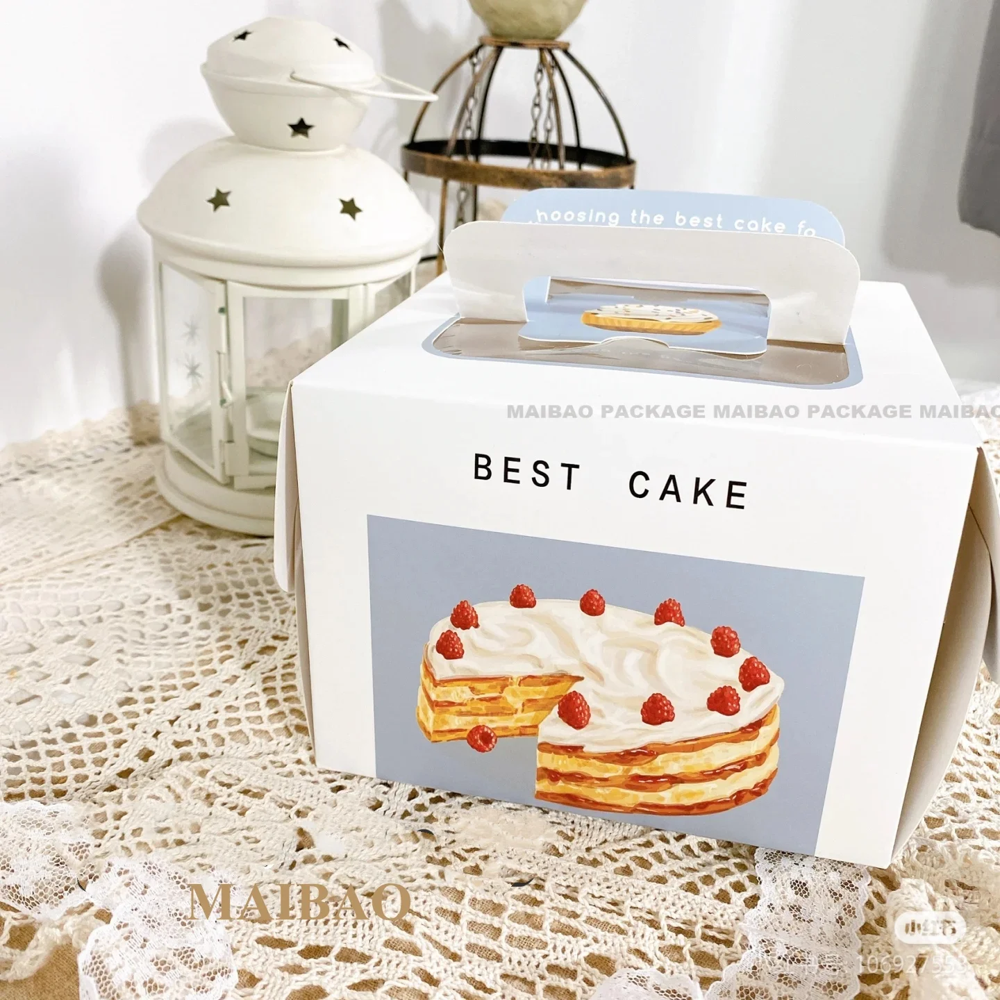 Food Grade Paper Gift Box Portable Candy Cookie Snack Packaging Birthday Party Supplies With Handle