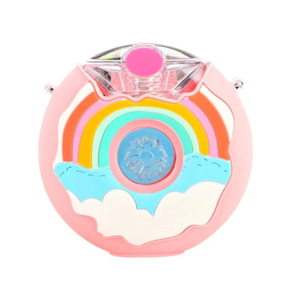 Wholesale Net Red Donut Shape Kid Drink Water Bottle Bpa Free Cute Portable School Plastic Donut Water Bottle with Straw/strap