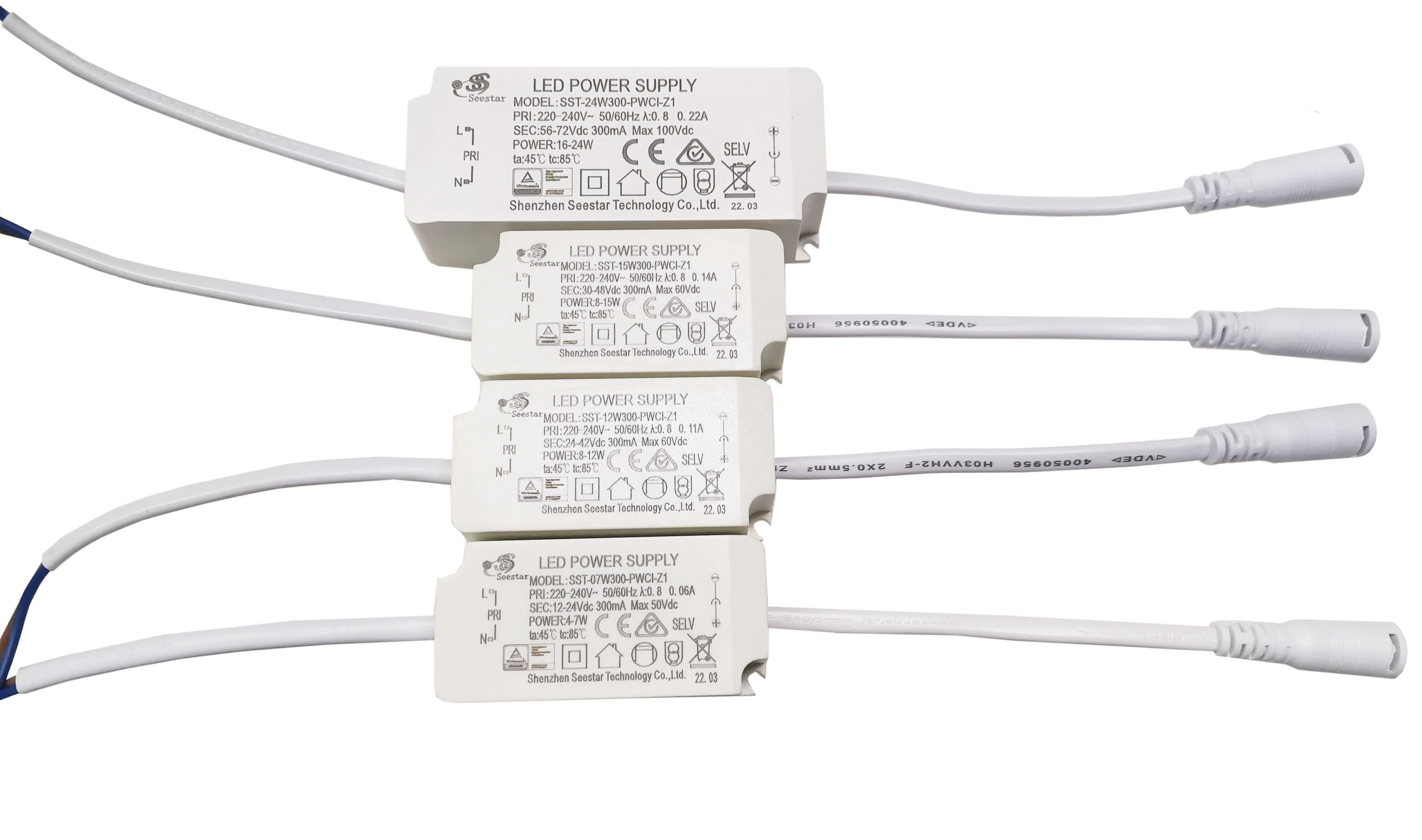 TUV CE CB SAA  4-7W AC220-240V DC12-24V 240mA 1KV Patent ultrasonic led driver SST-07W240-PWCI-Z1  NEW ERP standard free flicker