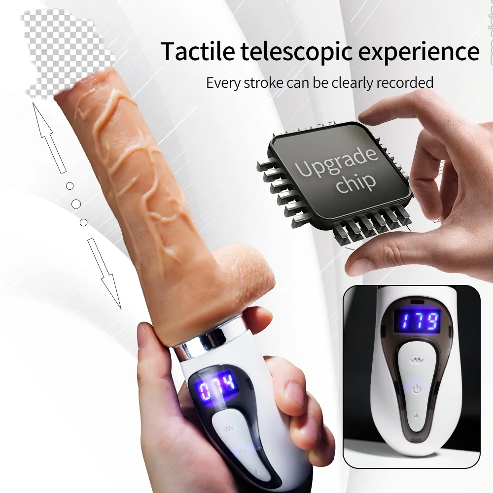 Skin-friendly stretch telescopic gun machine automatic thermostat 42 degrees Celsius woman Realistic silicone dildos