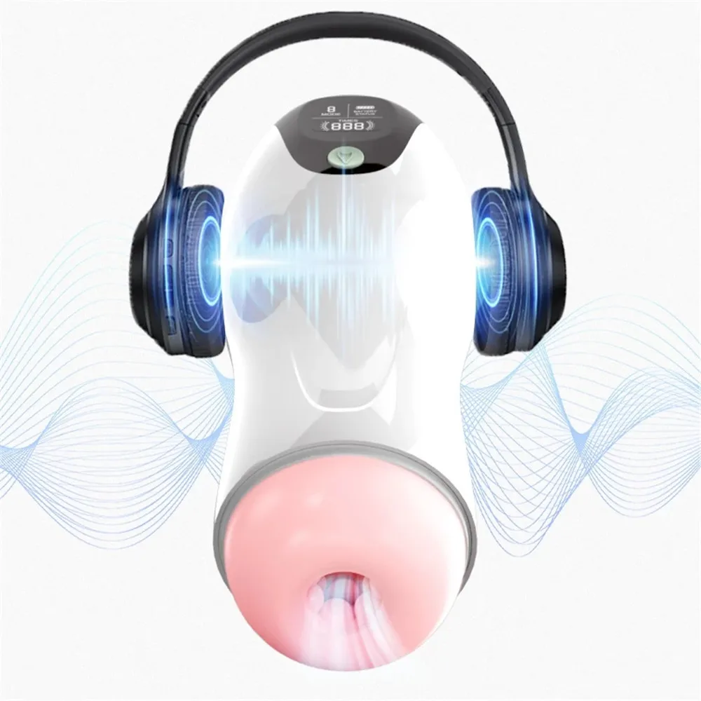 Digital Display 8 Frequency Vibrating Sex Toys Double Realistic Channel Male Penis Delayed Ejaculation Masturbation Cup for Men