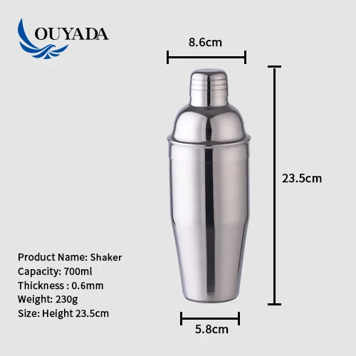 
Factory Direct 700ml brushed stainless steel cocktail shaker set cocktail set wood 