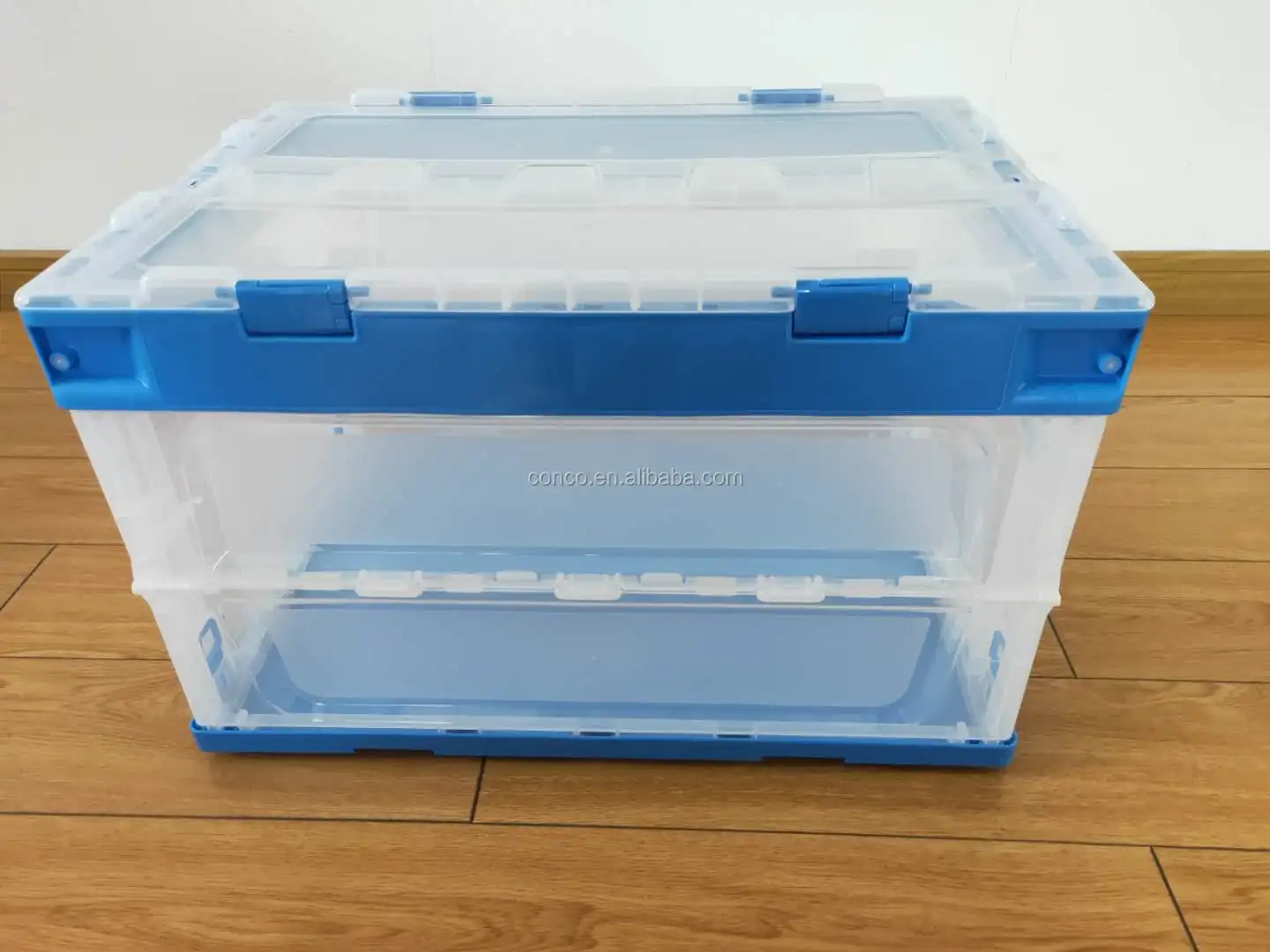 Full new PP materials  Foldable plastic storage box,transparent folding plastic box with lid