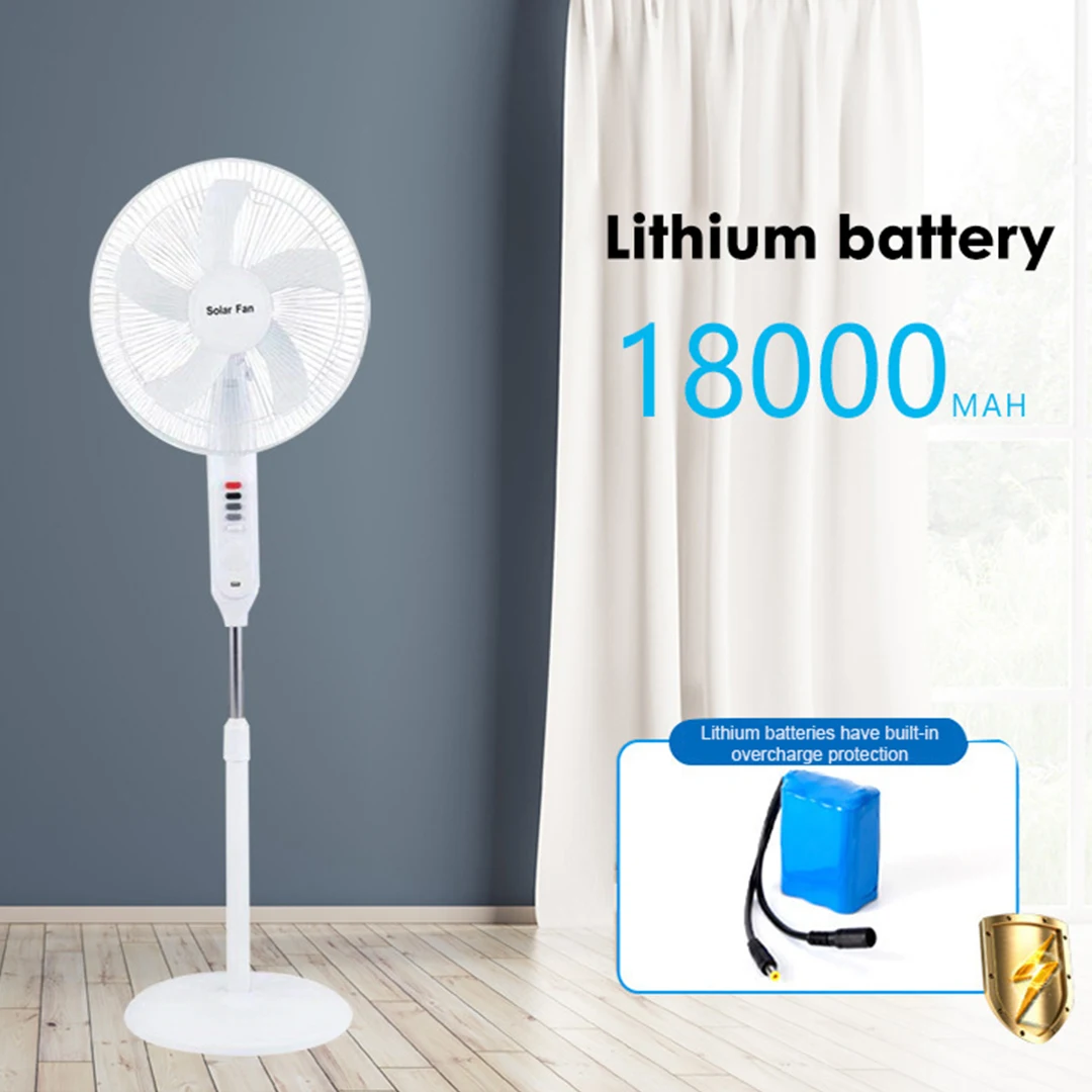 Hot Sale Solar Fan With Solar Panel Rechargeable 16 Inches 5 Blades Portable Solar Powered Rechargeable Stand Solar Fan
