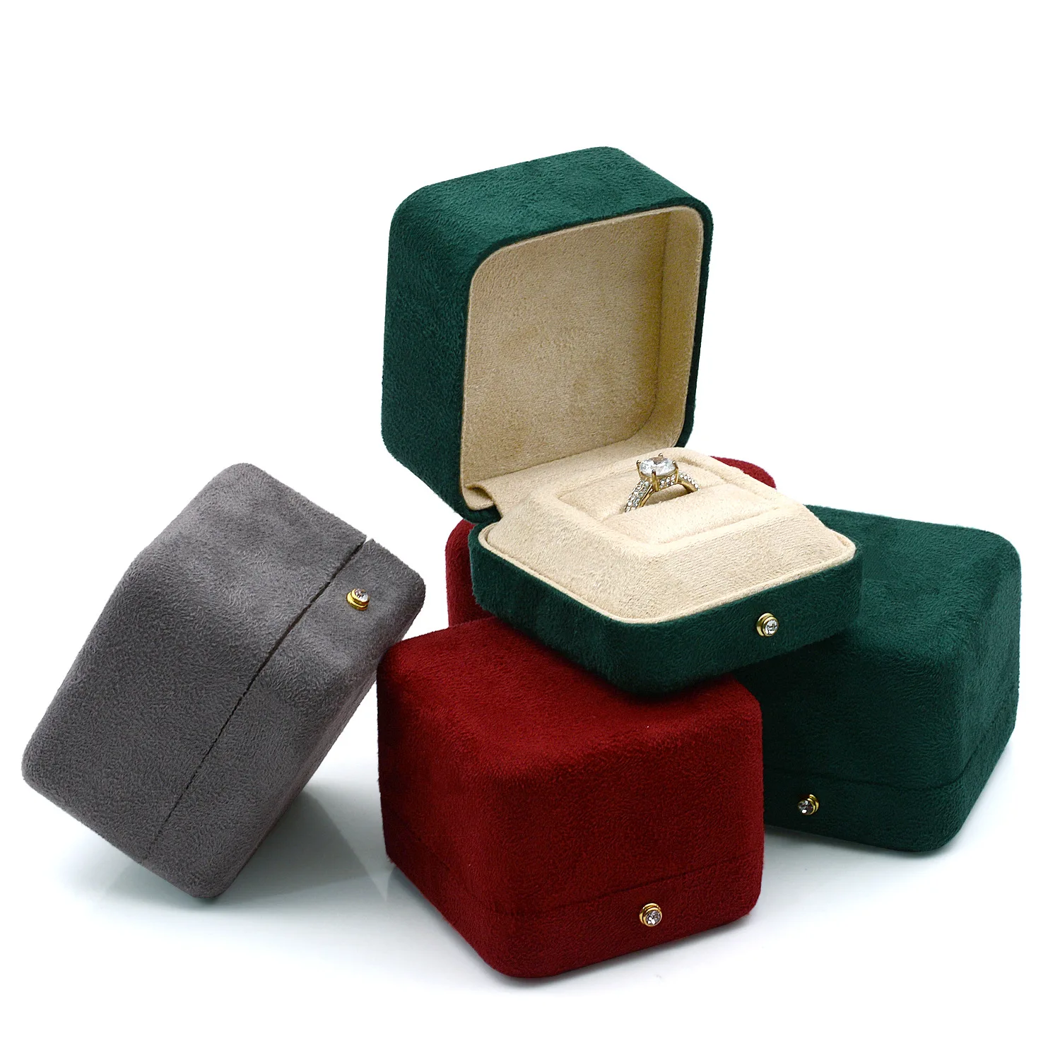 
Customized high-grade deerskin velvet pendant earrings jewelry box multi-color jewelry packaging box 