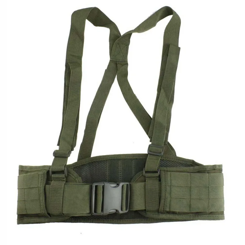 MOLLE Battle Belt w/ Suspenders CAMO Adjustable Functional Tactical Chest Harness belt
